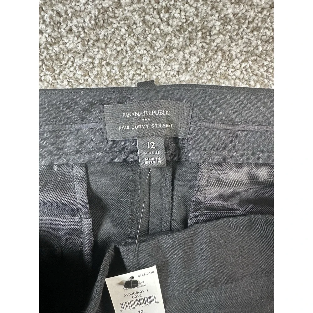 Banana Republic Ryan Fit Black Wool Blend Ankle Pants Womens 12‎ NWT Preppy